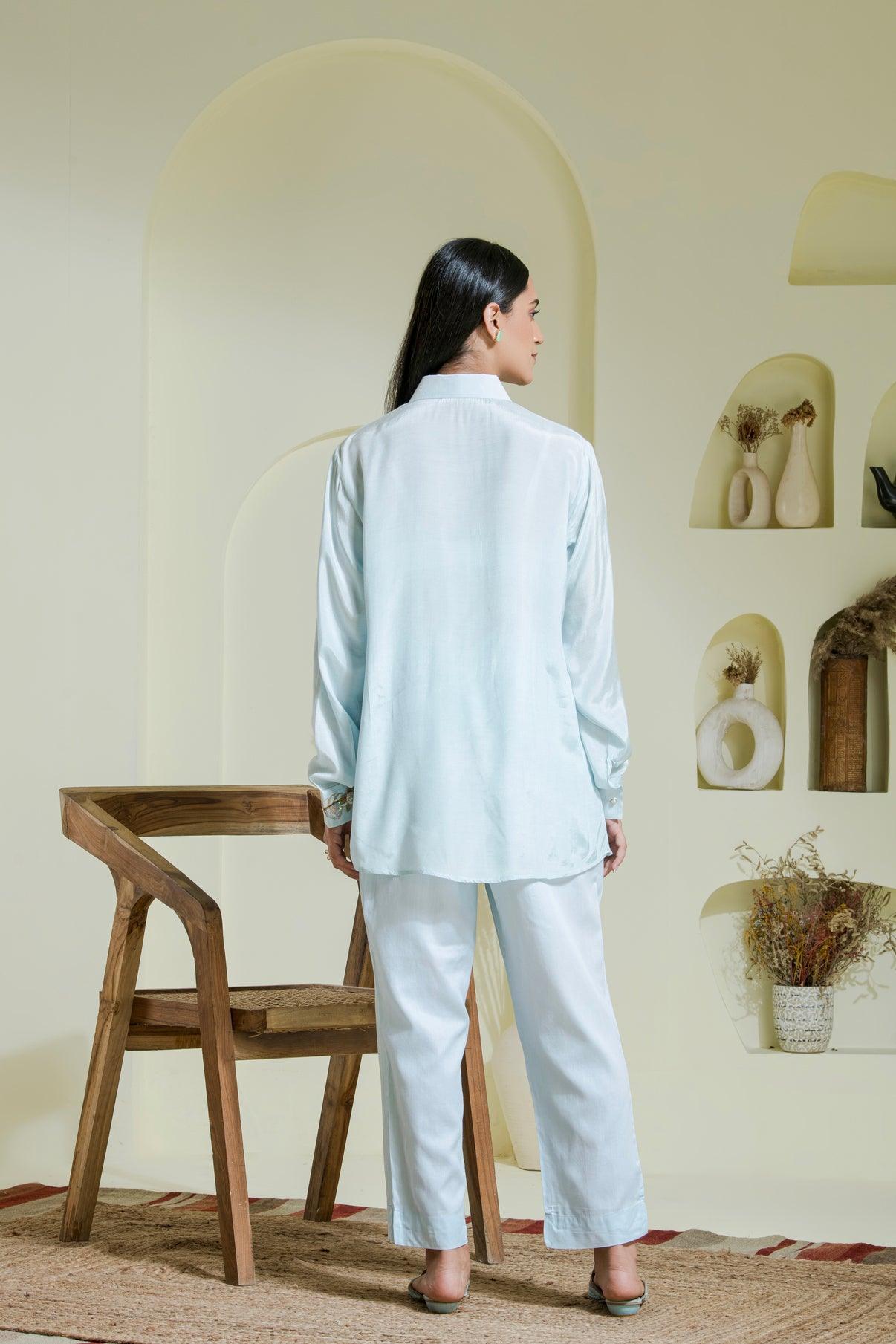 Powder_Blue_Embroidered_Cotton_Shirt back view