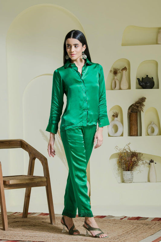 Emarld Green Hand Embroidered Co ord Set for women