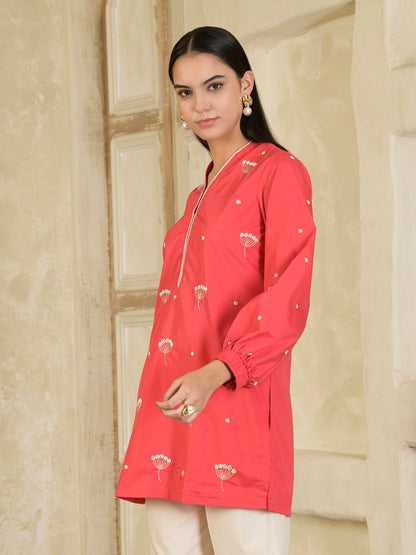 Pink & Beige Hand Embroidered Co-Ord ( Set of 2 )