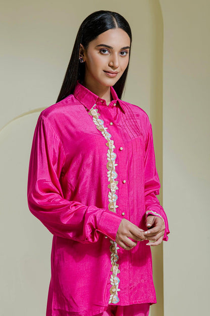 designer pink co-ord set for women